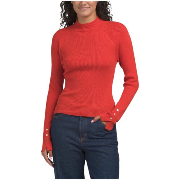 DEREK LAM 10 CROSBY Kassandra Ribbed Mock Neck Sweater - Picture 1 of 2